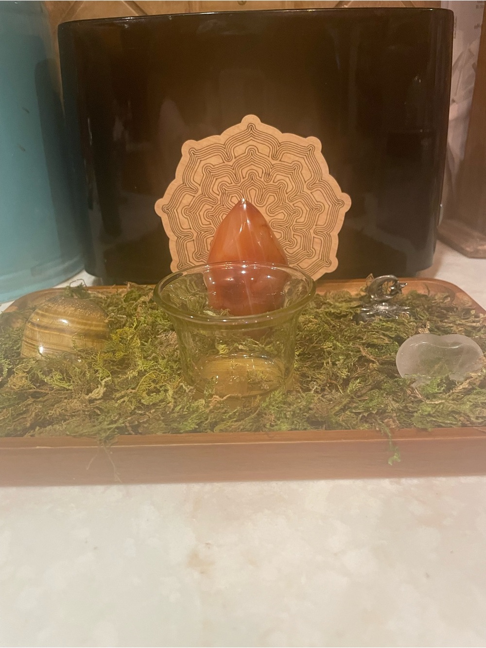 Carnelian Flame Crystal Accent Tray - Home Accents